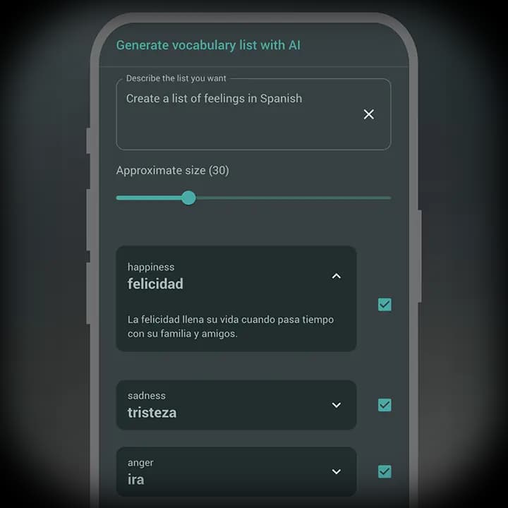 AI-generated word collections in A-Dictionary