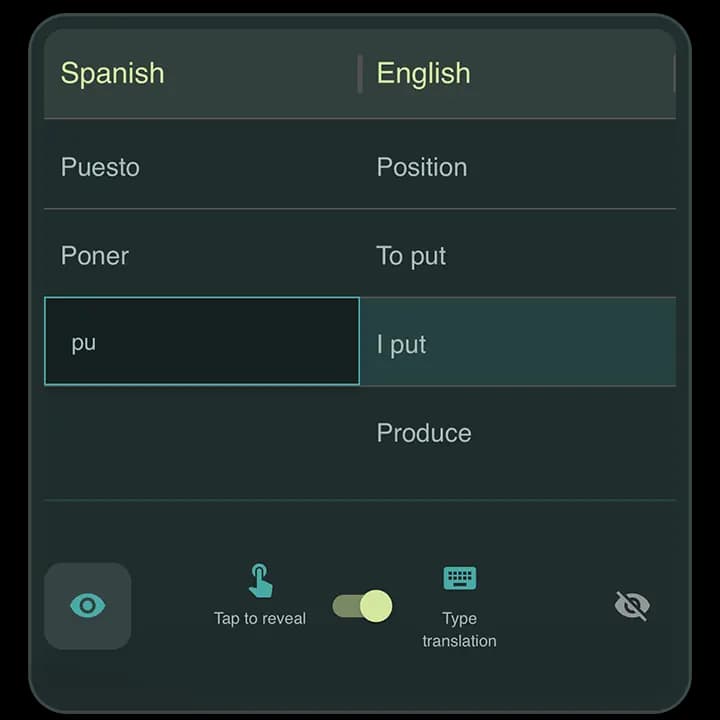 Typed practice in A-Dictionary