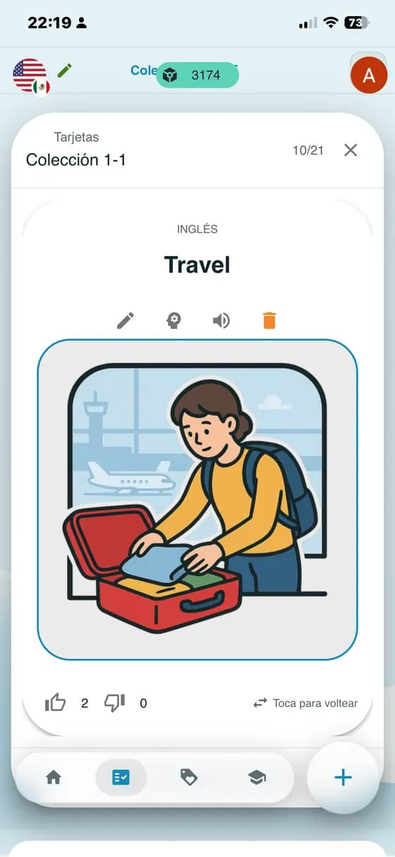 Tarjeta con una palabra y una ilustración en A-Dictionary
