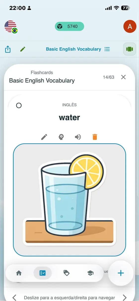 Flashcard com uma palavra e sua ilustração