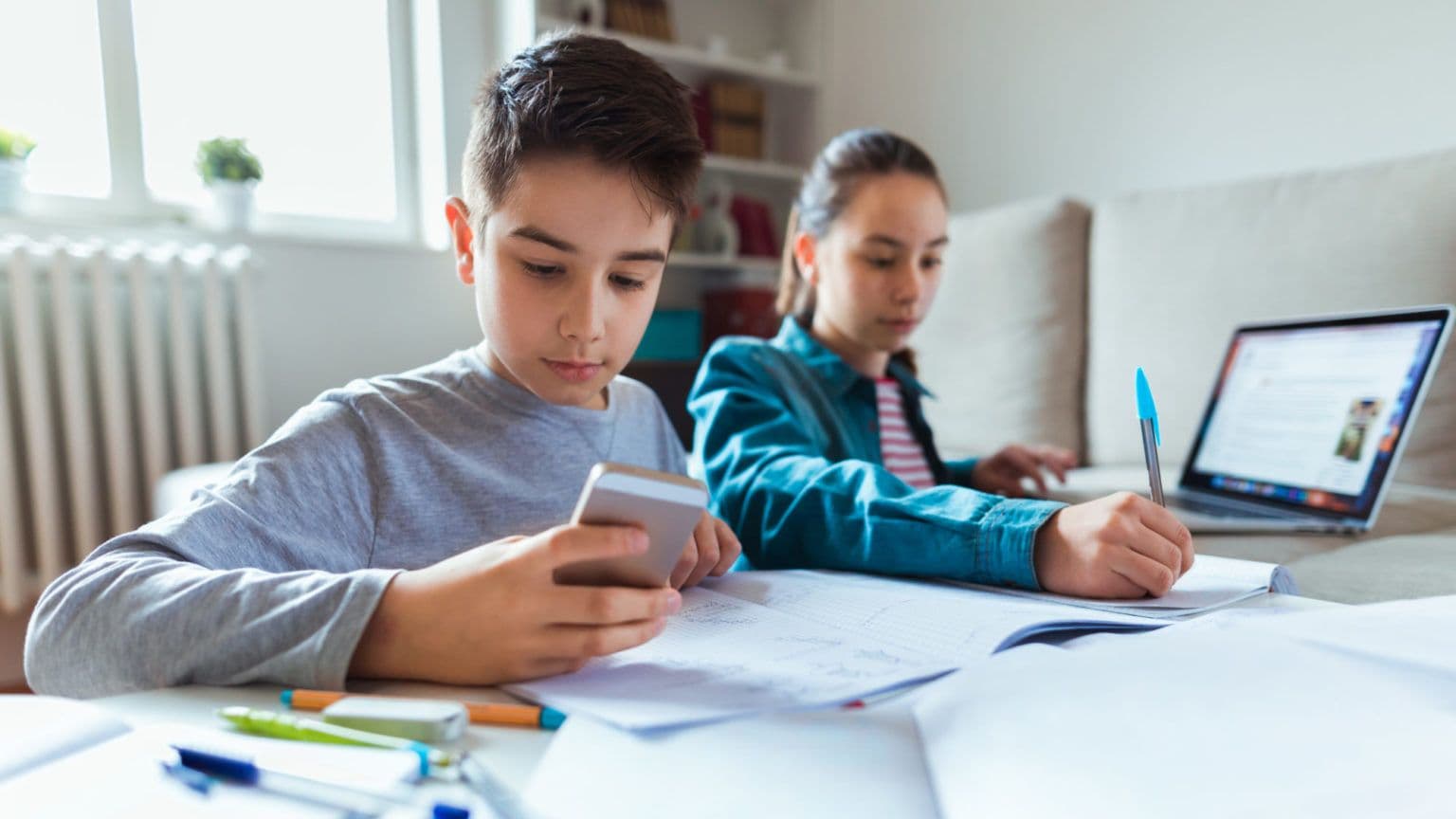 A boy learns new foreign language words