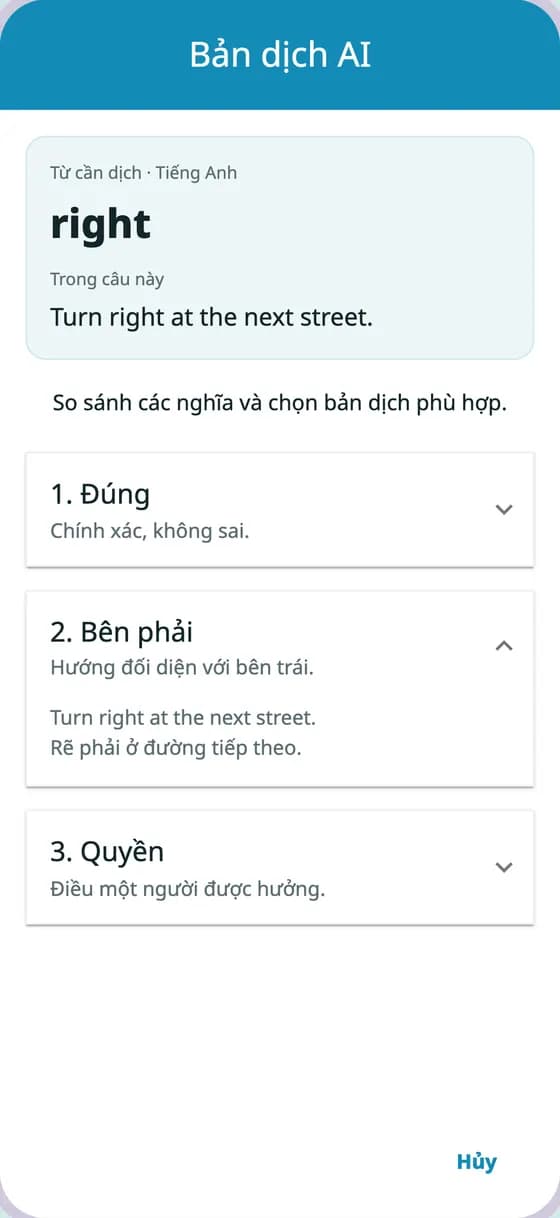 Các bản dịch AI trong A-Dictionary